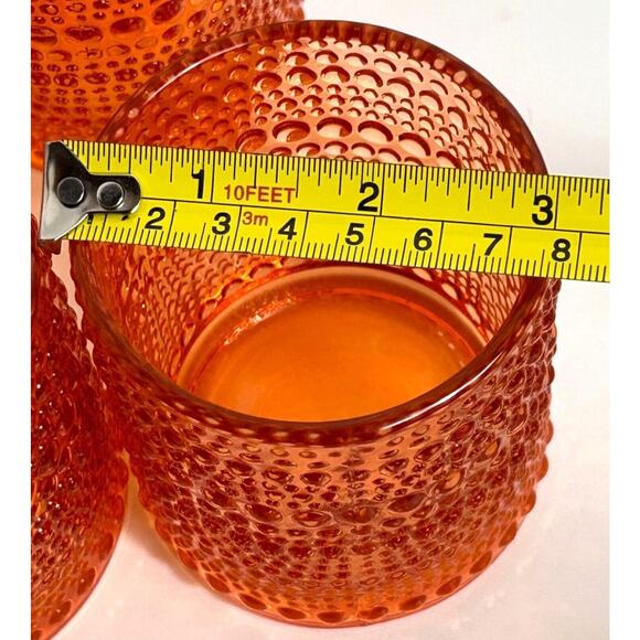 Set Of 4 Vintage Amber Bubble Glass Votive Candle Holders Cups - Picture 7 of 8